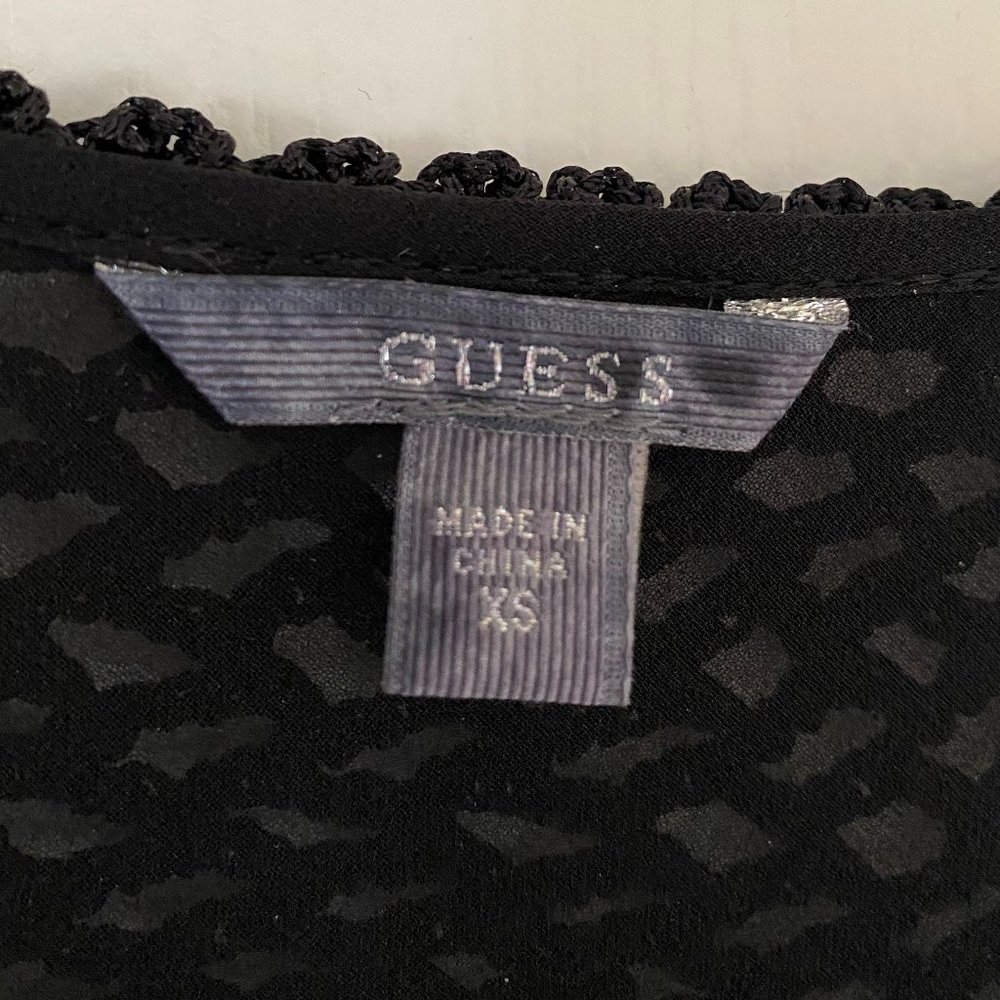 GUESS Black Crochet-Yoke Fringe Shift Dress - Picture 9 of 10